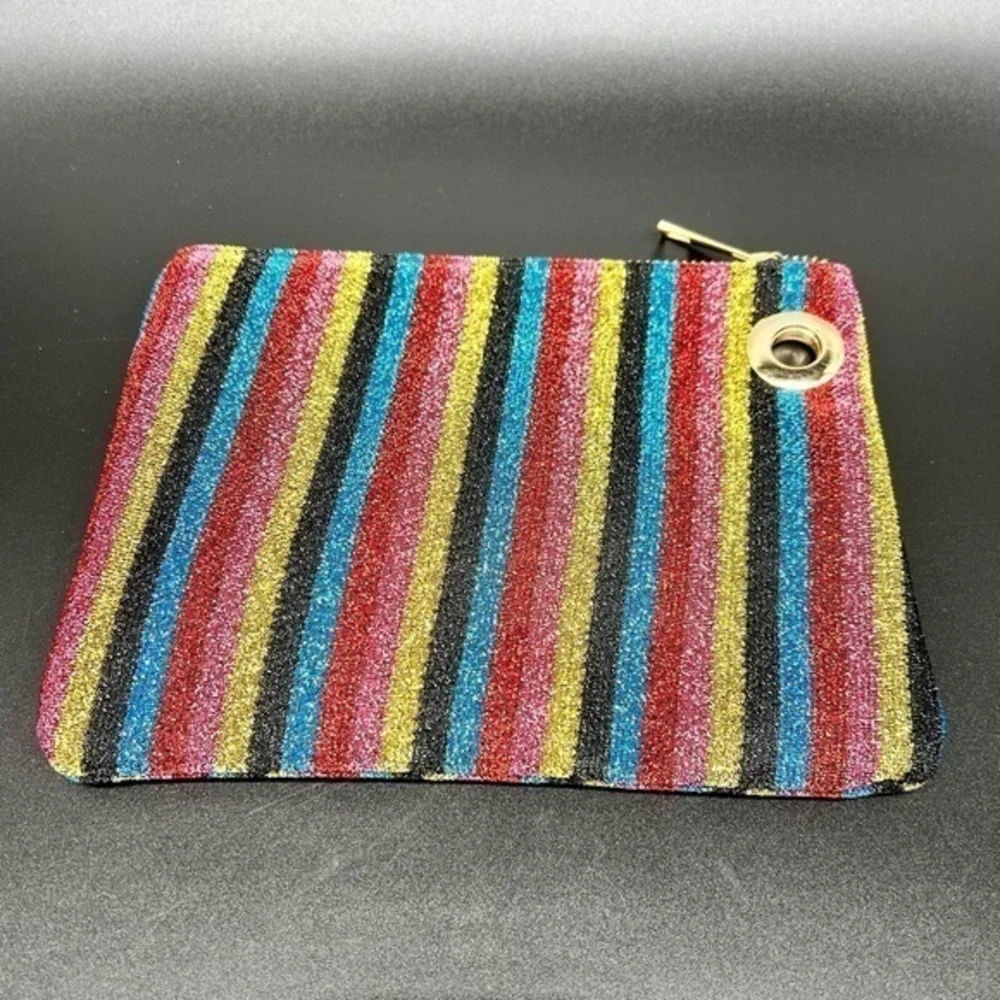 Shimmery striped clutch or makeup bag